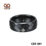 8mm classic black ceramic wedding ring, diamond cutting