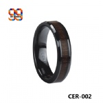 Black ceramic wood inlay ring