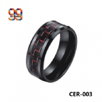 Black ceramic carbon fiber inlay hot wedding ring
